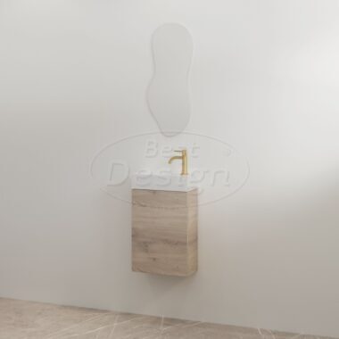 "Siva" Frosted Brown onderkast + Glans-wit fontein L&R met kraangat - Artikelnr.: 4030800