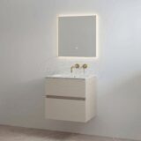 "Splash-60" mat-taupe onderkast + wastafel zonder kraangat 60cm - Artikelnr.: 4031240