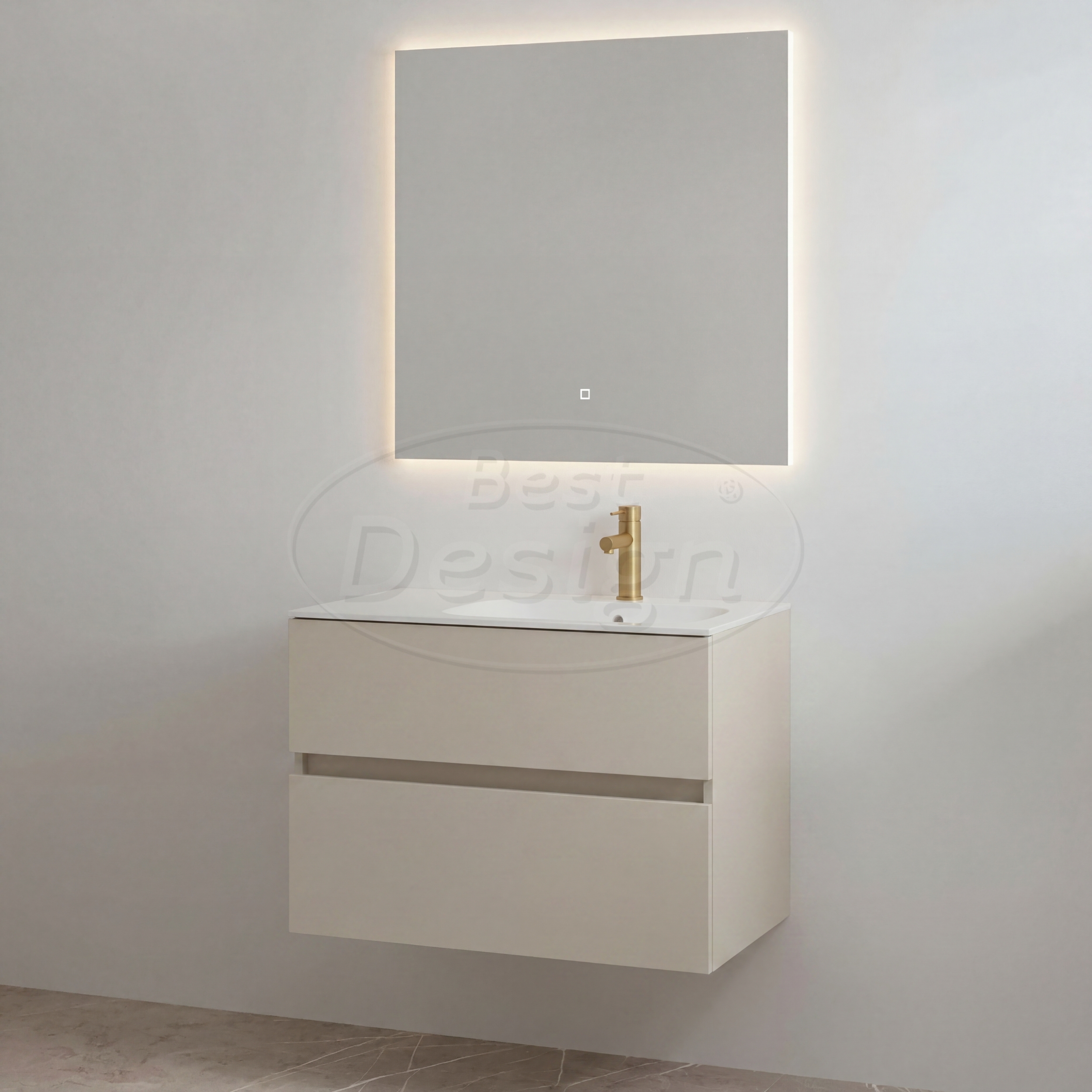 "Splash-80" mat-taupe onderkast + wastafel met kraangat 80cm - Artikelnr.: 4031250 "Splash-80" mat-taupe onderkast + wastafel met kraangat 80cm - Artikelnr.: 4031250