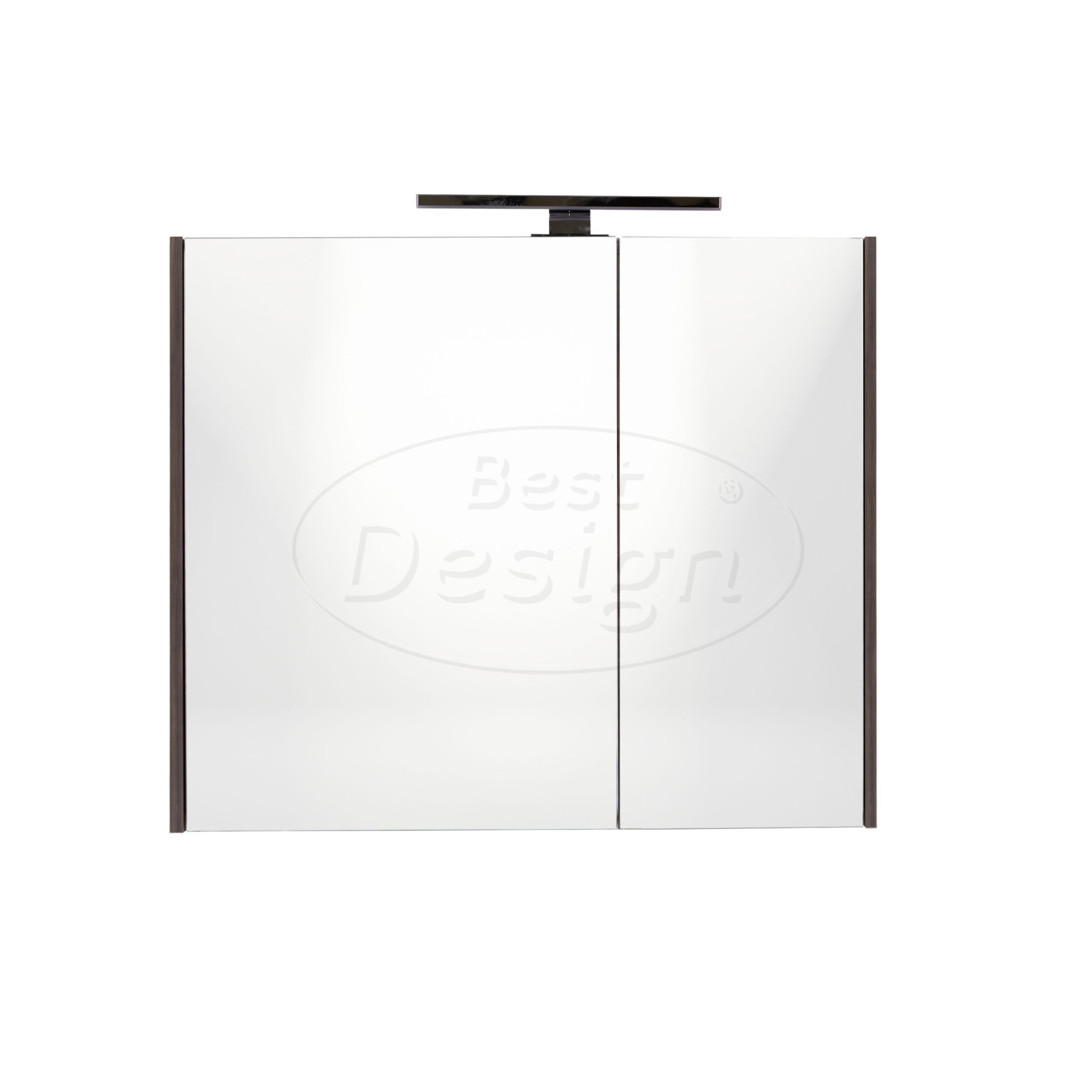 "Happy-Espresso-Brown" MDF spiegelkast + verlichting 60x60cm - Artikelnr.: 4031390