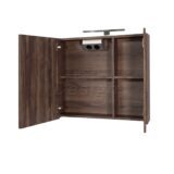 "Happy-Espresso-Brown" MDF spiegelkast + verlichting 60x60cm - Artikelnr.: 4031390