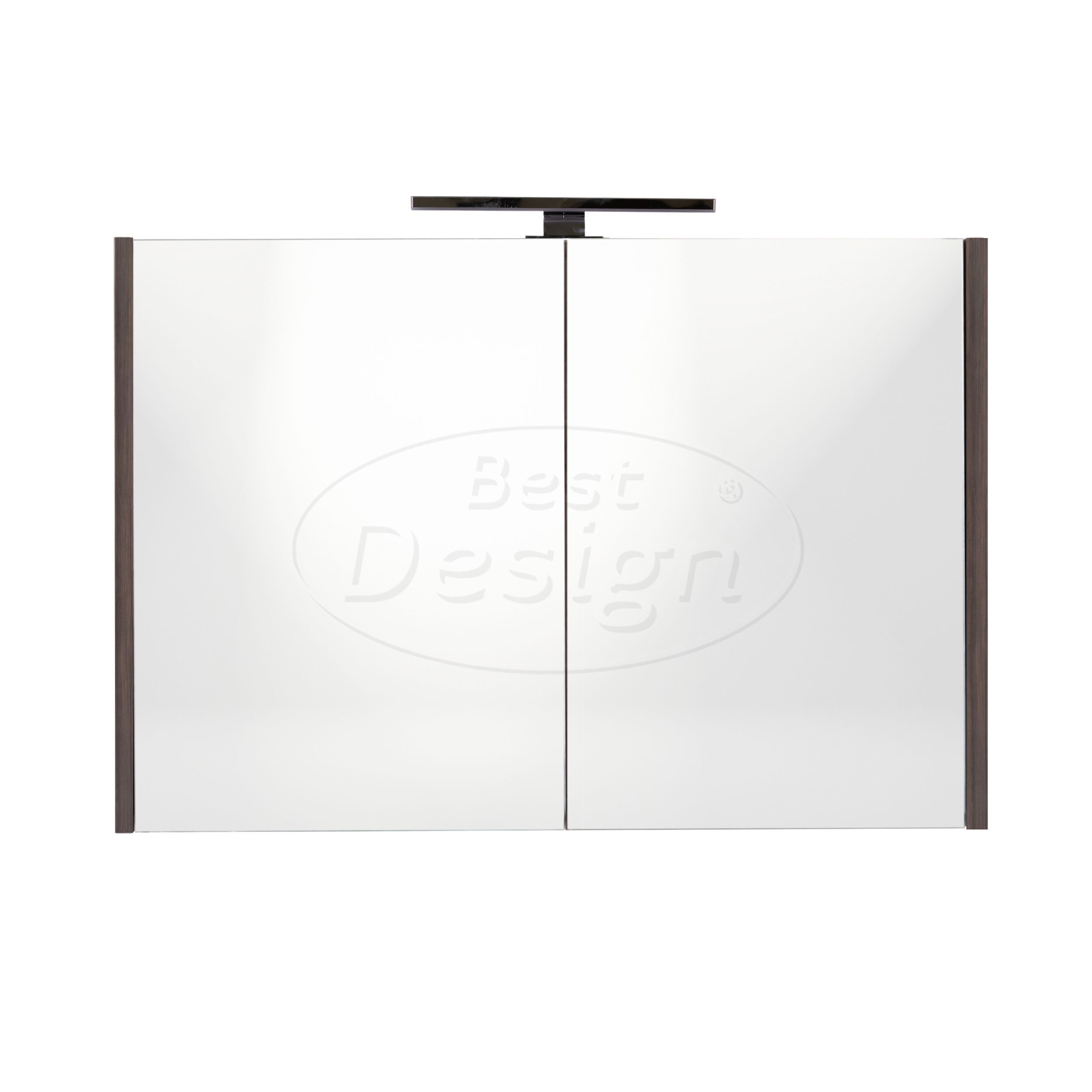 "Happy-Espresso-Brown" MDF spiegelkast + verlichting 80x60cm - Artikelnr.: 4031400