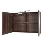 "Happy-Espresso-Brown" MDF spiegelkast + verlichting 80x60cm - Artikelnr.: 4031400