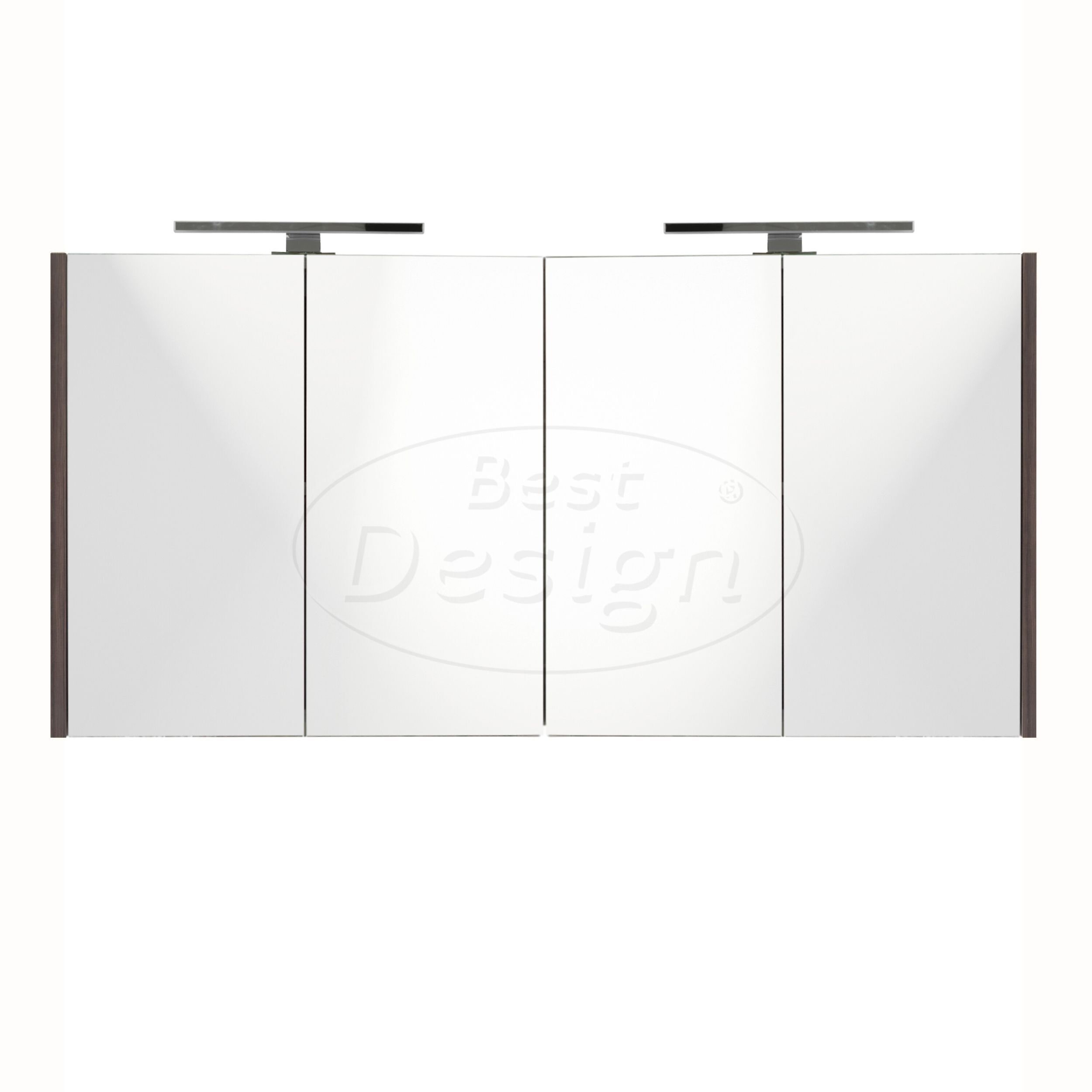 "Happy-Espresso-Brown" MDF spiegelkast + verlichting 120x60cm - Artikelnr.: 4031410
