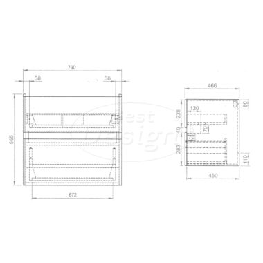 "Splash-80" mat-taupe onderkast + wastafel met kraangat 80cm - Artikelnr.: 4031250