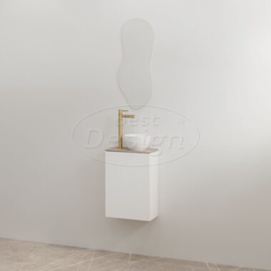 "Siva" Glans-wit onderkast + Frosted Brown meubelblad - Artikelnr.: 4030990 "Siva" Glans-wit onderkast + Frosted Brown meubelblad - Artikelnr.: 4030990