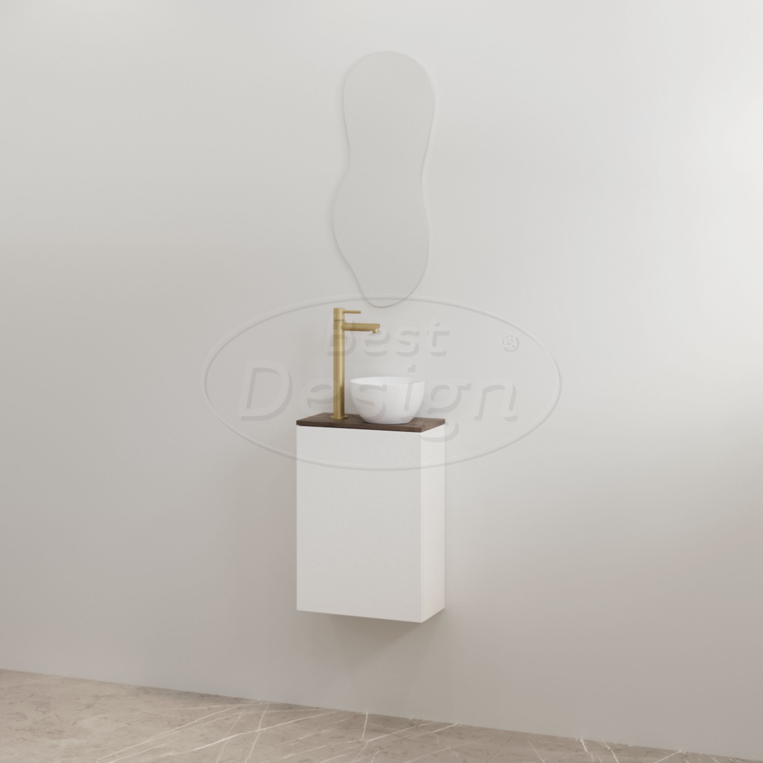 "Siva" Mat-wit onderkast + Espresso Brown meubelblad - Artikelnr.: 4030880