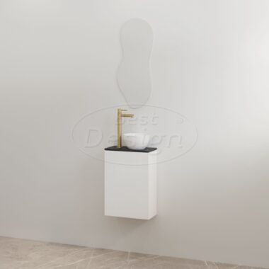 "Siva" Glans-wit onderkast + Mat-zwart meubelblad - Artikelnr.: 4031020 "Siva" Glans-wit onderkast + Mat-zwart meubelblad - Artikelnr.: 4031020