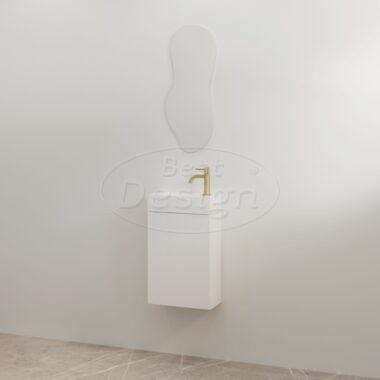 "Siva" Glans-wit onderkast + Glans-wit fontein L&R met kraangat - Artikelnr.: 4031030