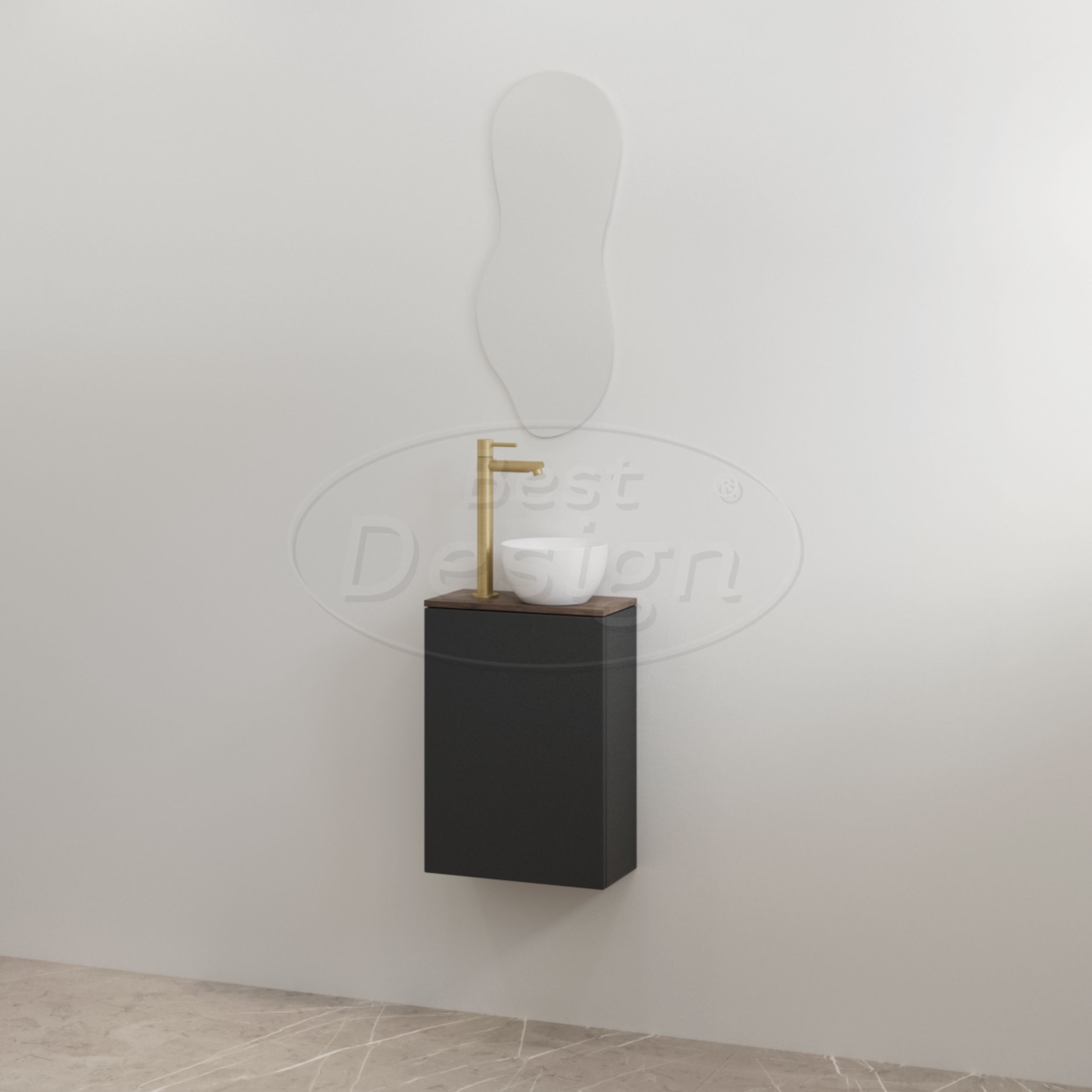 "Siva" Mat-zwart onderkast + Espresso Brown meubelblad - Artikelnr.: 4030940