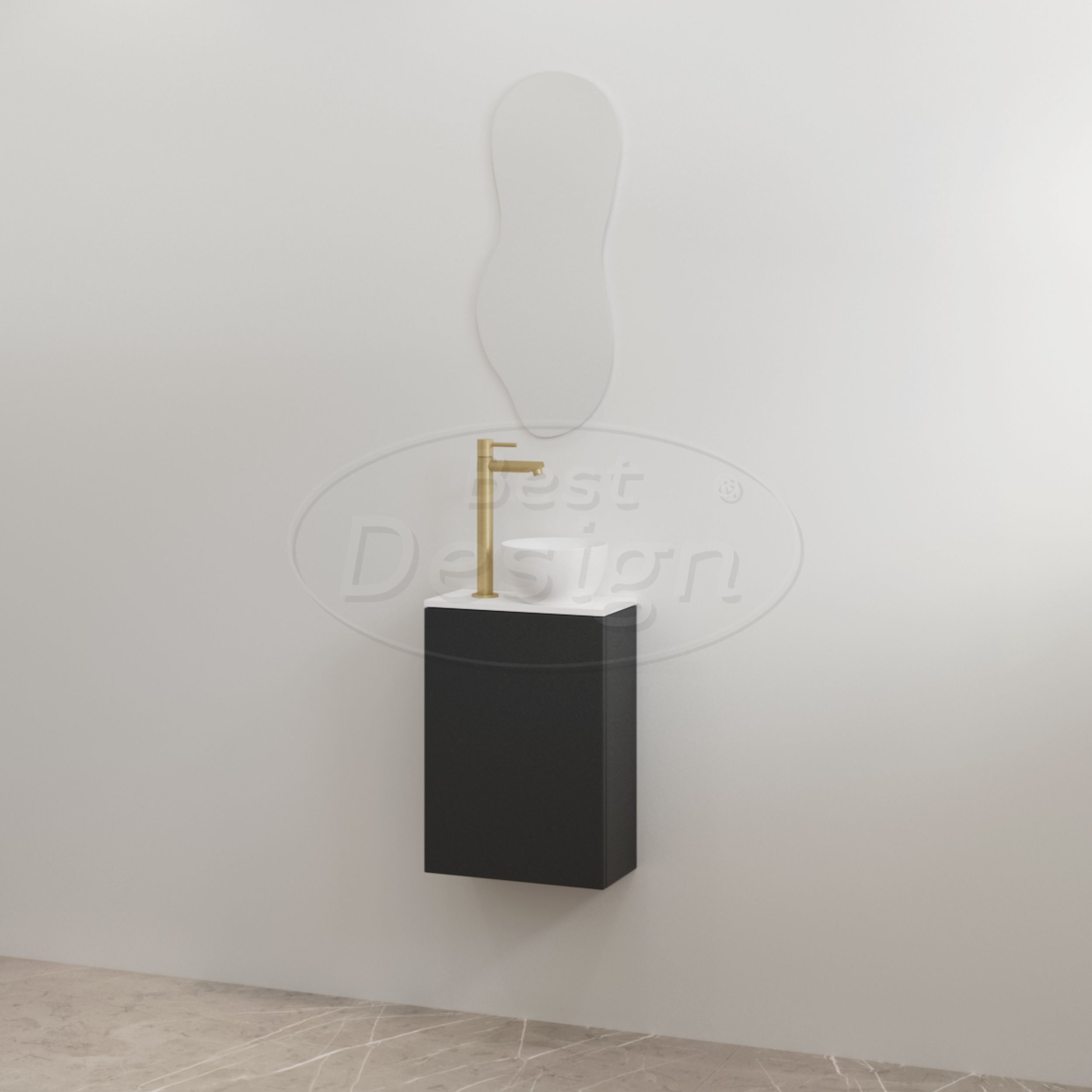 "Siva" Mat-zwart onderkast + Mat-wit meubelblad - Artikelnr.: 4030960