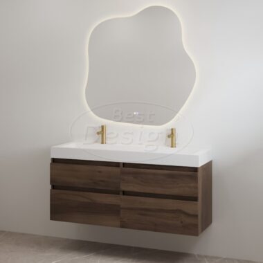 "Borvani-120" Espresso Brown onderkast + wastafel glans-wit 120 cm - Artikelnr.: 4031850