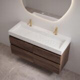 Best-Design badkamermeubelset "Borvani-140" Espresso Brown onderkast + wastafel mat-wit 140 cm - Artikelnr.: 4032040