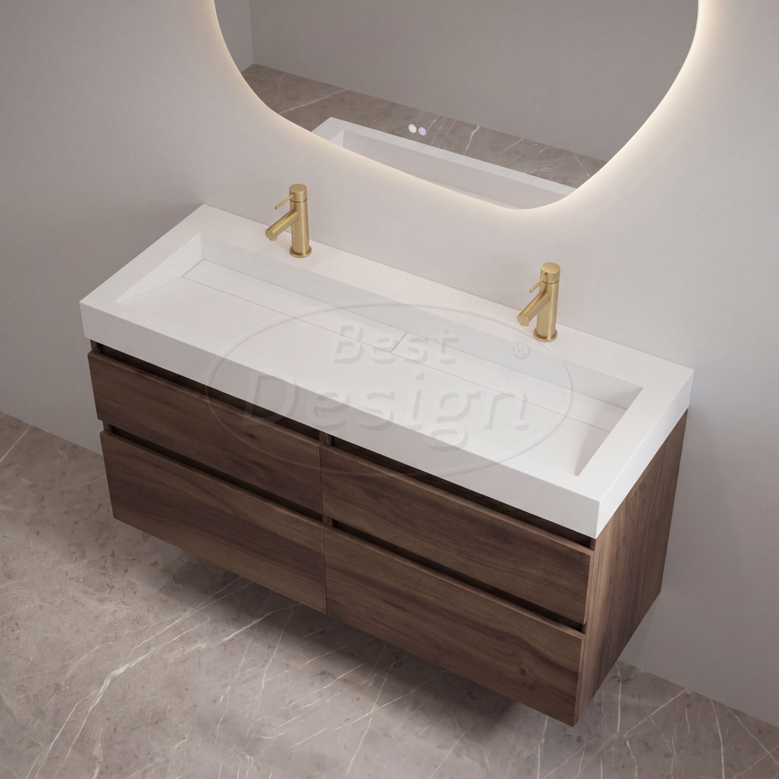 Best-Design badkamermeubelset "Borvani-140" Espresso Brown onderkast + wastafel mat-wit 140 cm - Artikelnr.: 4032040