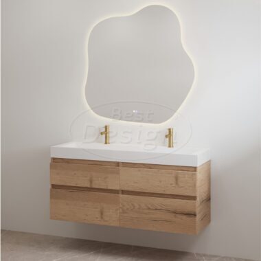 "Borvani-120" Halifax onderkast + wastafel glans-wit 120 cm - Artikelnr.: 4031790