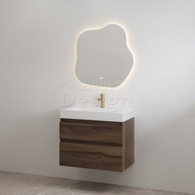 "Borvani-60" Espresso Brown onderkast + wastafel glans-wit 60 cm - Artikelnr.: 4031810