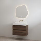 "Borvani-100" Espresso Brown onderkast + wastafel glans-wit 100 cm - Artikelnr.: 4031840