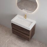 "Borvani-100" Espresso Brown onderkast + wastafel glans-wit 100 cm - Artikelnr.: 4031840