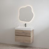 "Borvani-70" Frosted Brown onderkast + wastafel glans-wit 70 cm - Artikelnr.: 4031880