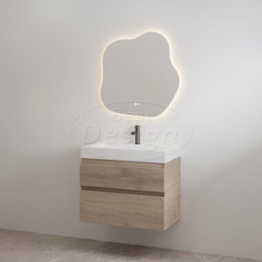 "Borvani-60" Frosted Brown onderkast + wastafel glans-wit 60 cm - Artikelnr.: 4031870