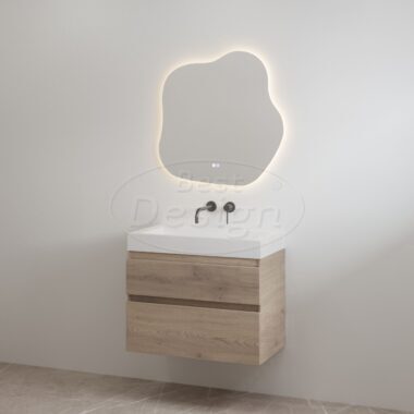 "Borvani-60" Frosted Brown onderkast + wastafel glans-wit 60 cm - Artikelnr.: 4031870