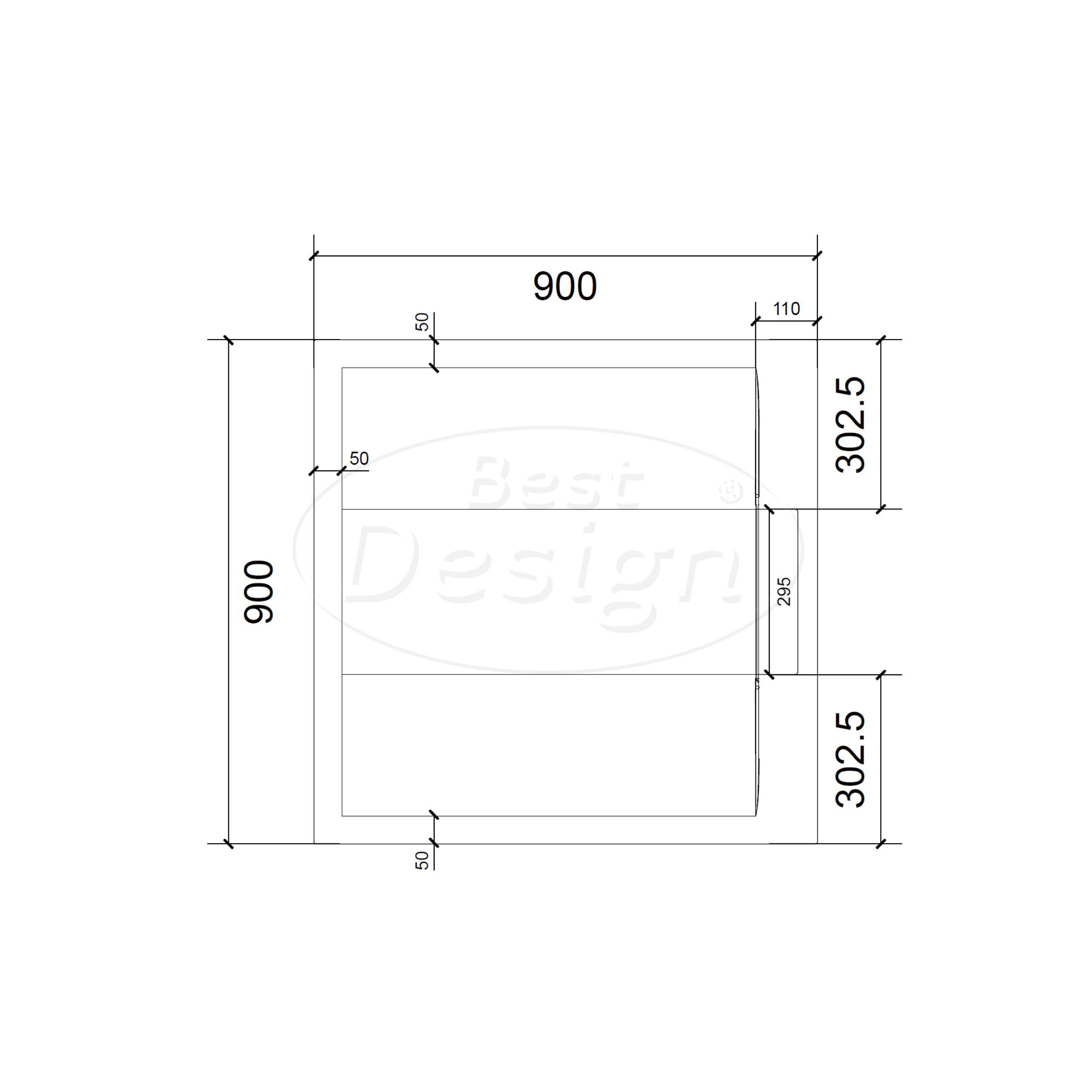 Best-Design "Schutz" douchebak anti-slip composiet Mat-wit 90x90x3 cm - Artikelnr.: 4031060