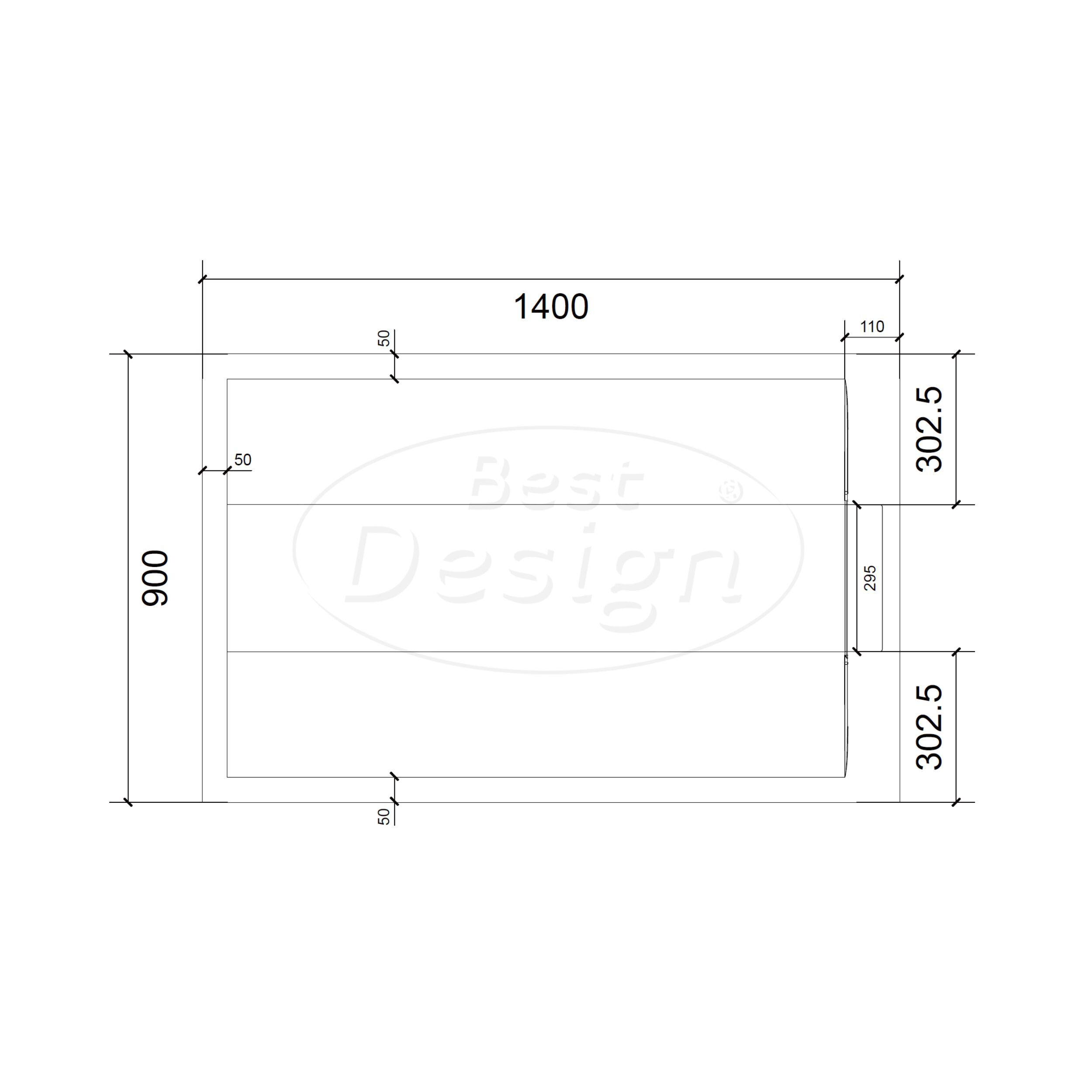 Best-Design "Schutz" douchebak anti-slip composiet Mat-wit 140x90x3 cm - Artikelnr.: 4031110