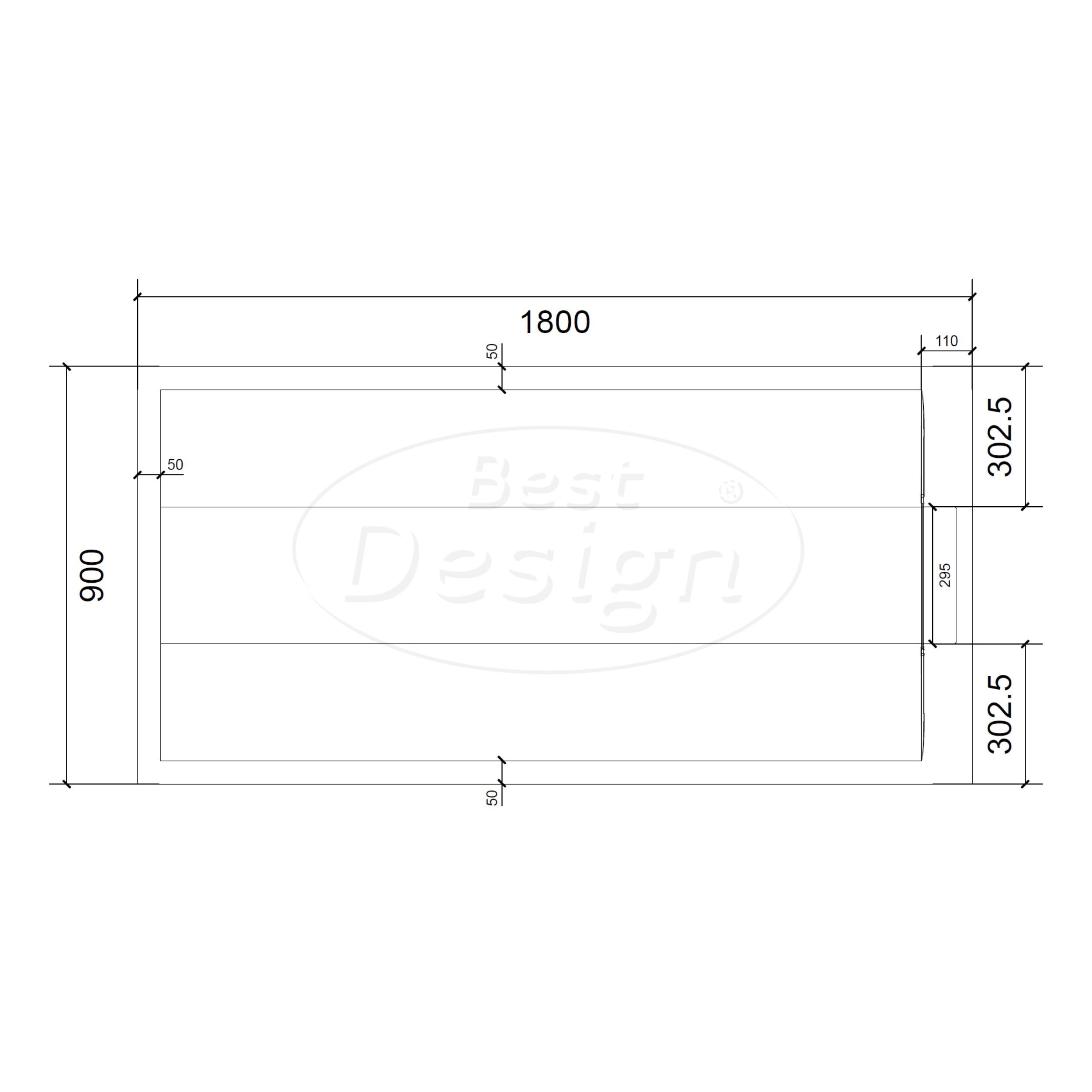 Best-Design "Schutz" douchebak anti-slip composiet Mat-wit 180x90x3 cm - Artikelnr.: 4031130